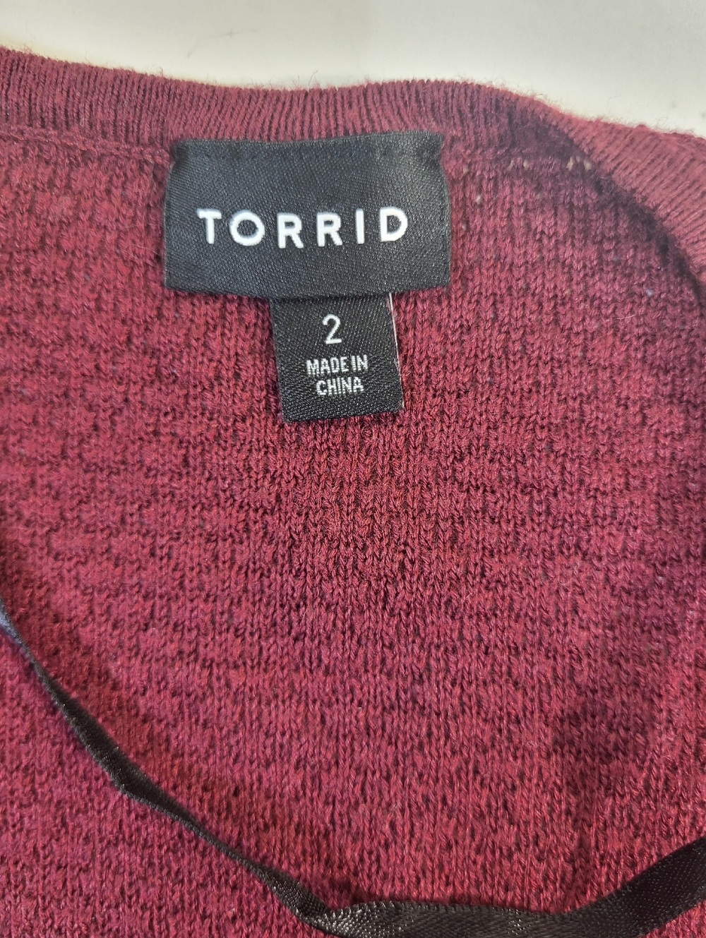 Torrid Women's Open-Front Burgundy Sweater Cardigan - Picture 5 of 6